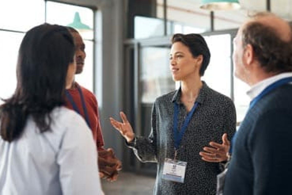 businesspeople networking at a cannabis expo