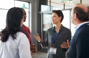 businesspeople networking at a cannabis expo