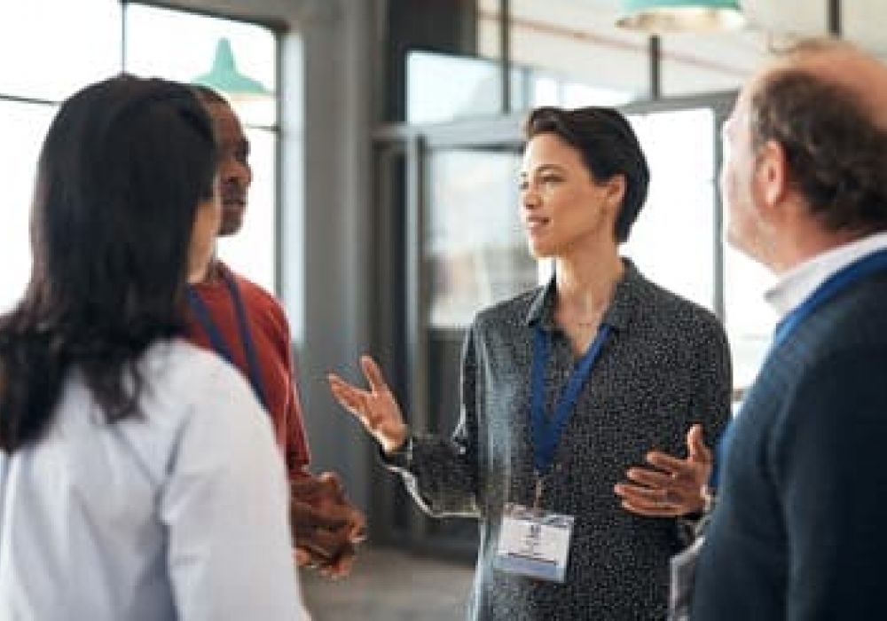 businesspeople networking at a cannabis expo